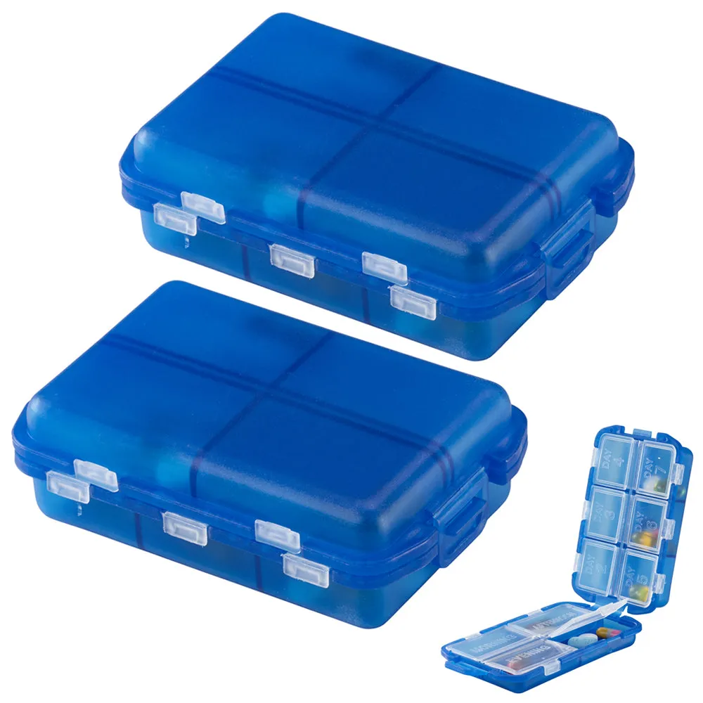2Pk Medicine Storage 7 Day Pill Box Vitamin Organizer Travel Containers BPA Free