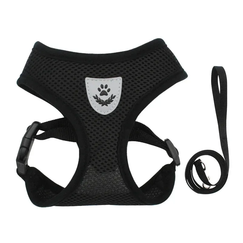 Breathable Reflective Small Dog Harness with Adjustable Lead