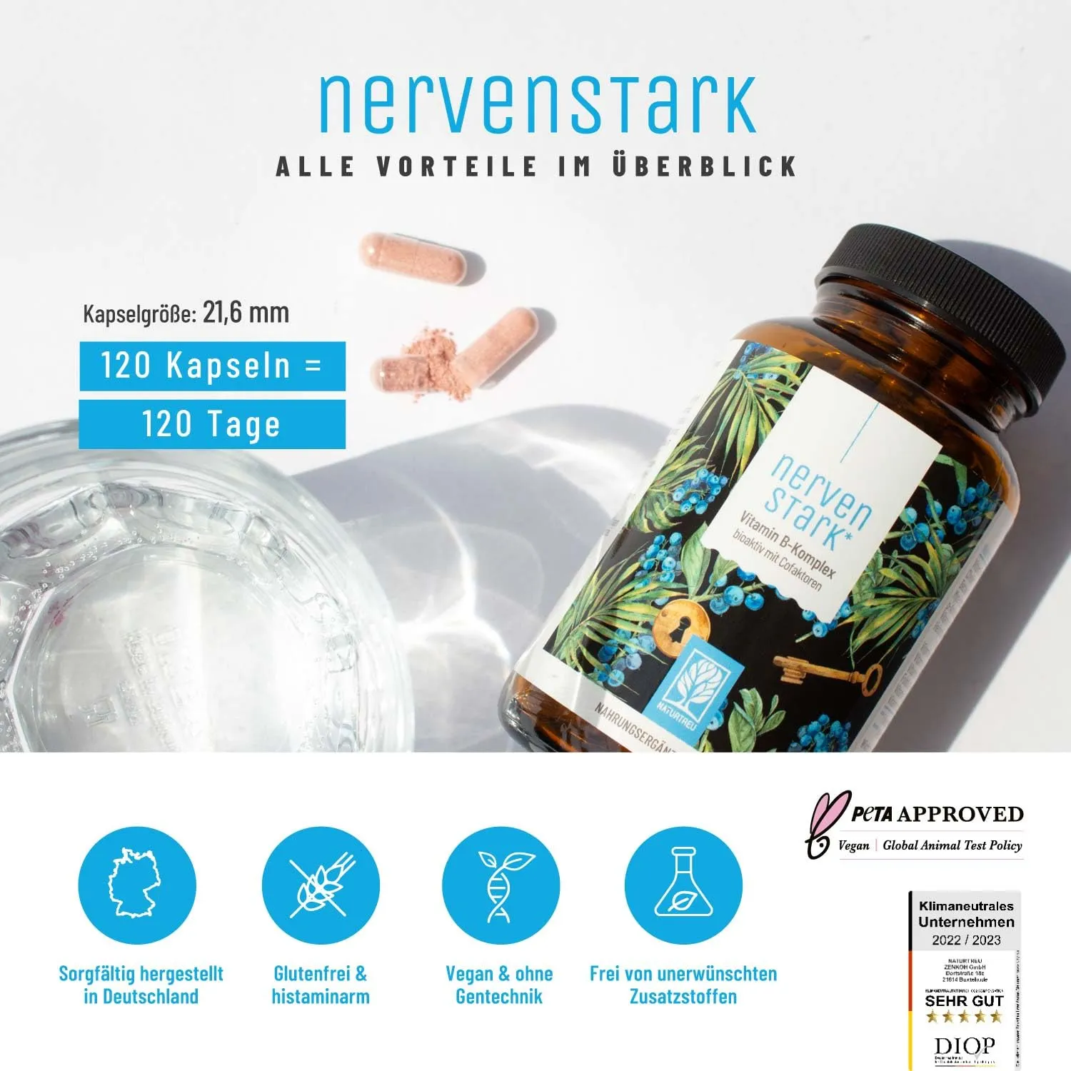 High Potency Vitamin B Complex Capsules with Active Cofactors - Vegan, No Additives - NATURTREU