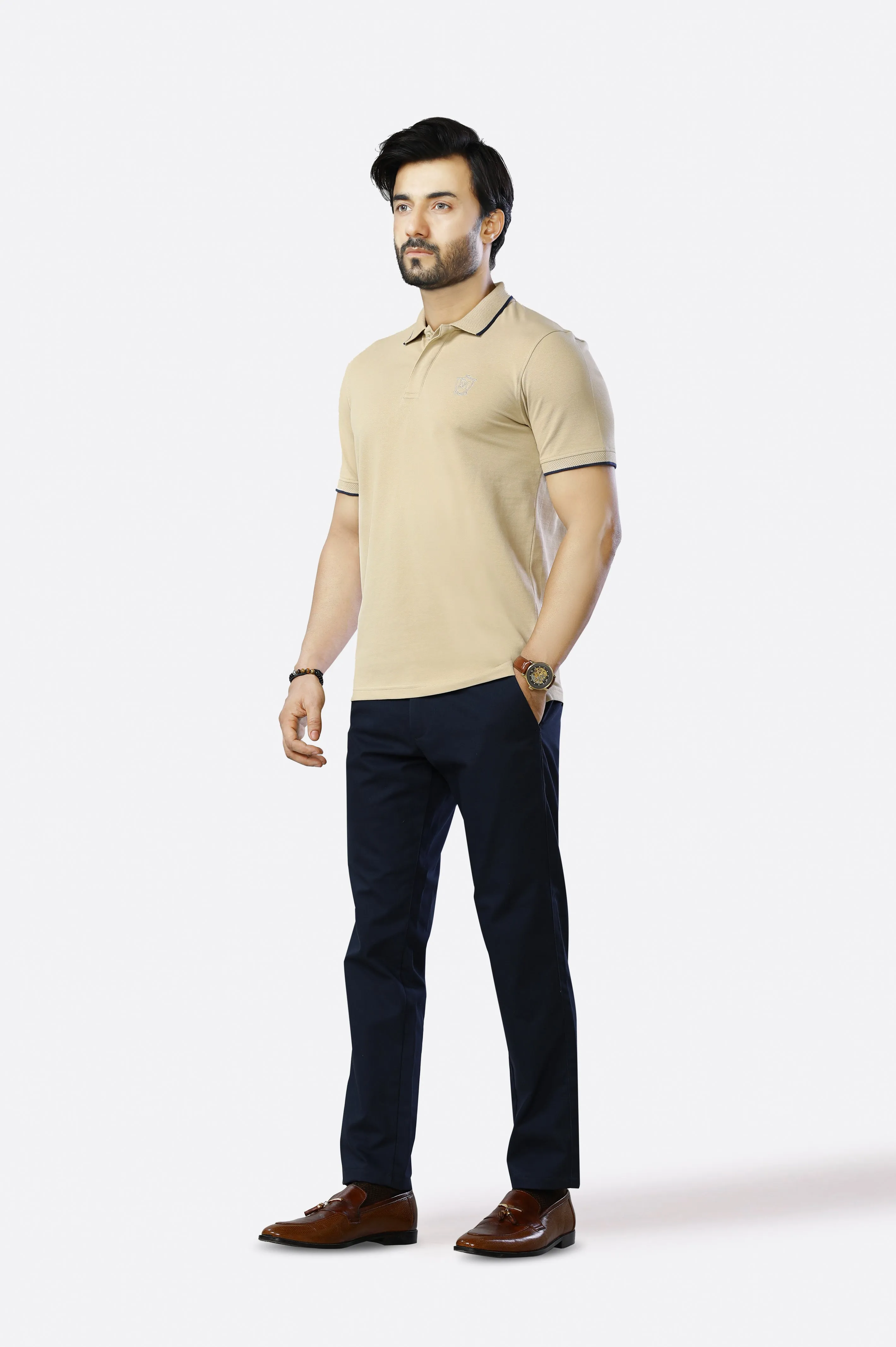 Jacquard Collar Polo Shirt