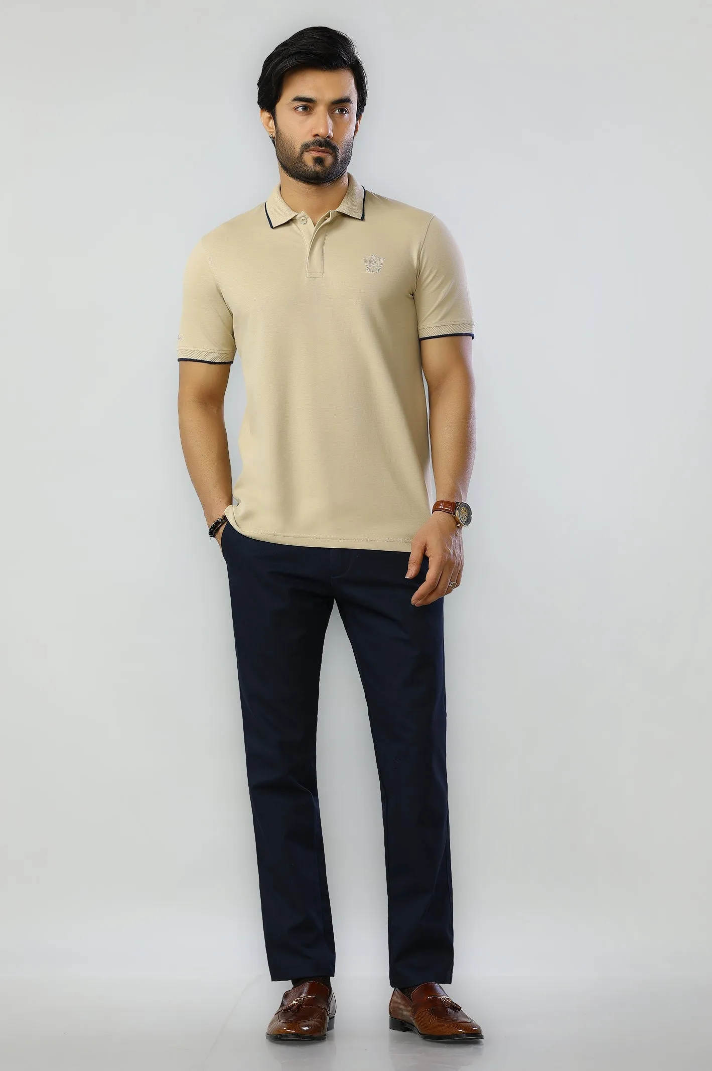 Jacquard Collar Polo Shirt