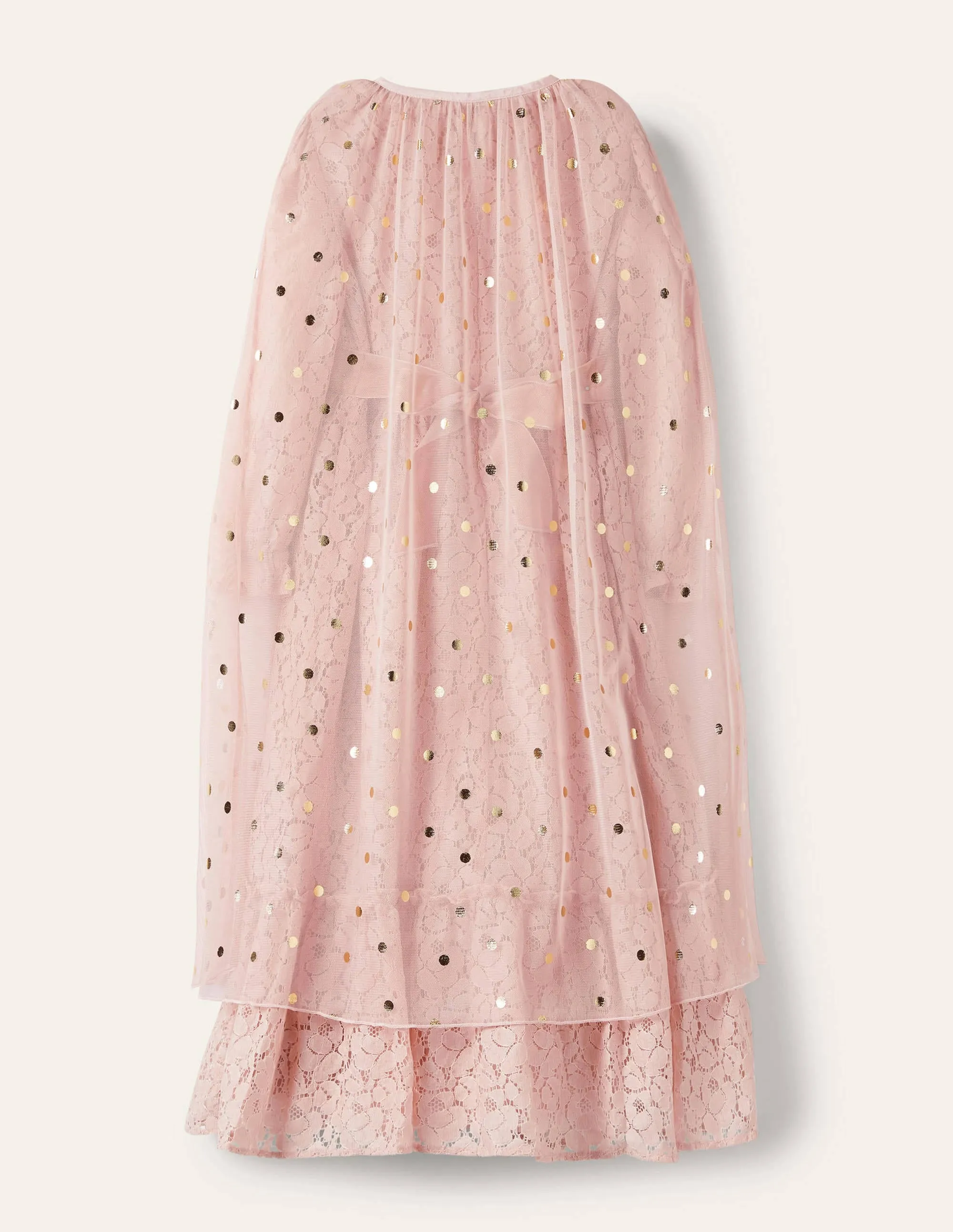 Lace Cape Dress-Provence Pink/ Gold Foil Spot