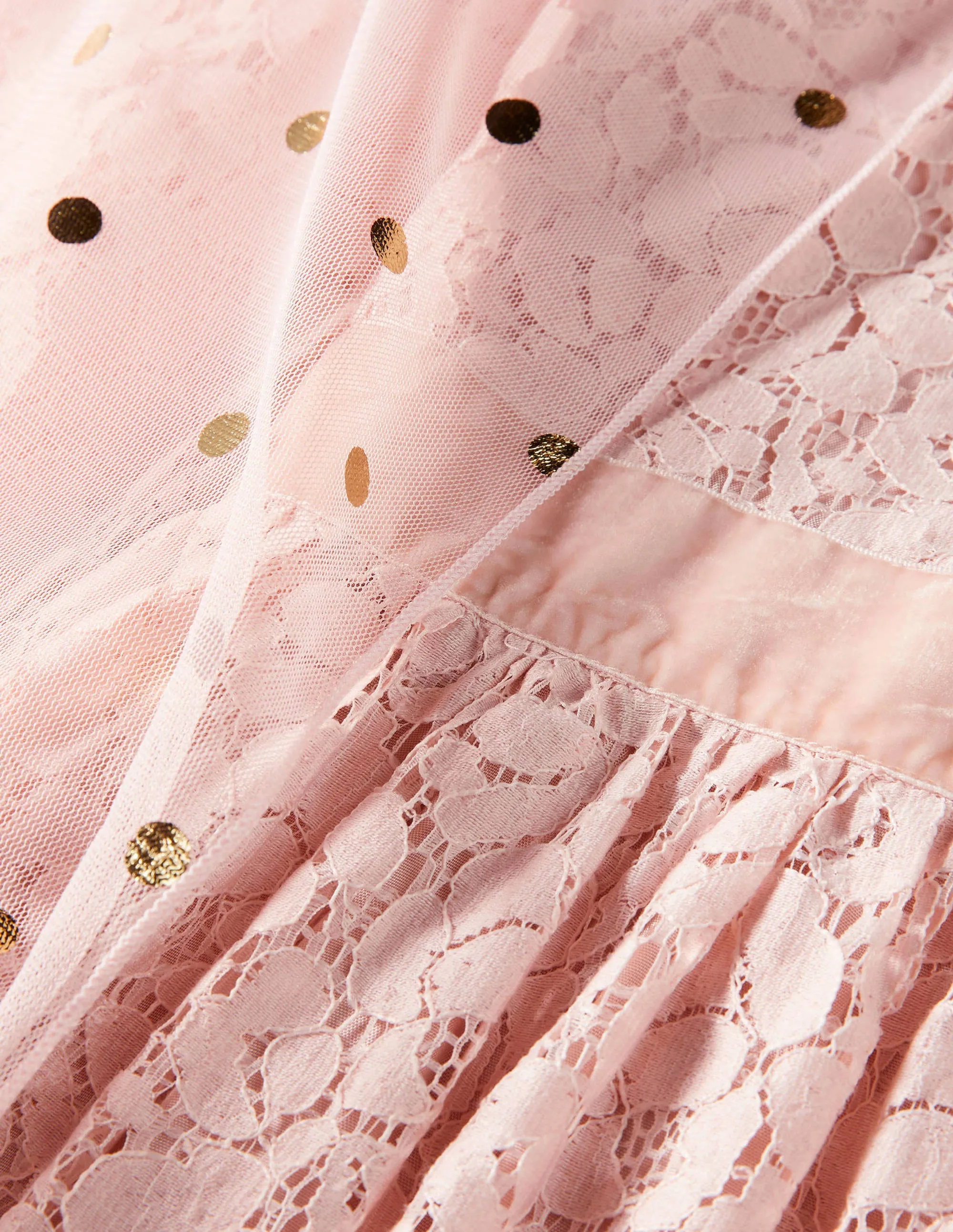 Lace Cape Dress-Provence Pink/ Gold Foil Spot