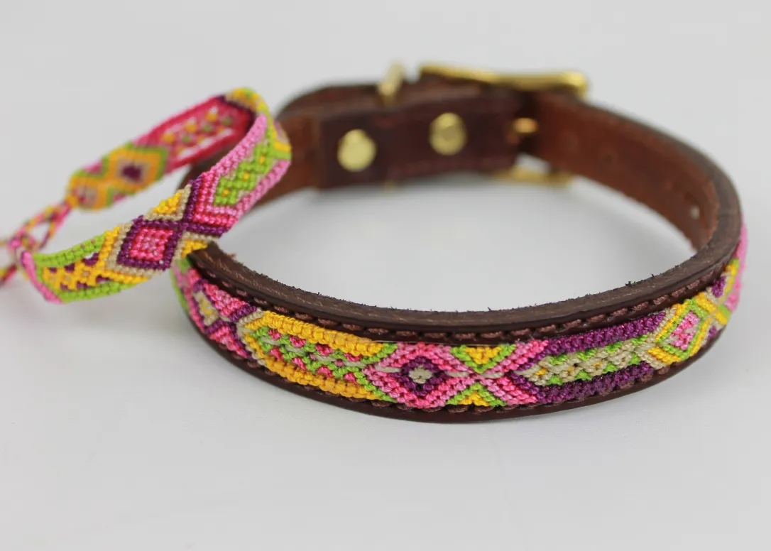 Leather Overlay Dog Collar - X-Small // Small