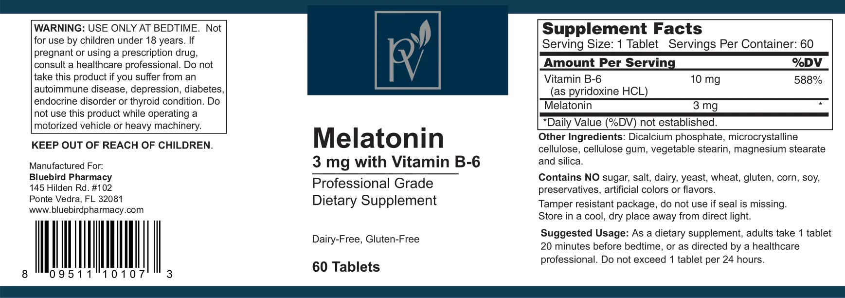 Melatonin 3mg with B6