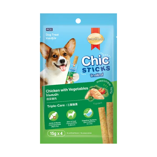 SmartHeart 60g Premium Chicken and Vegetable Flavoured Dog Snack Sticks