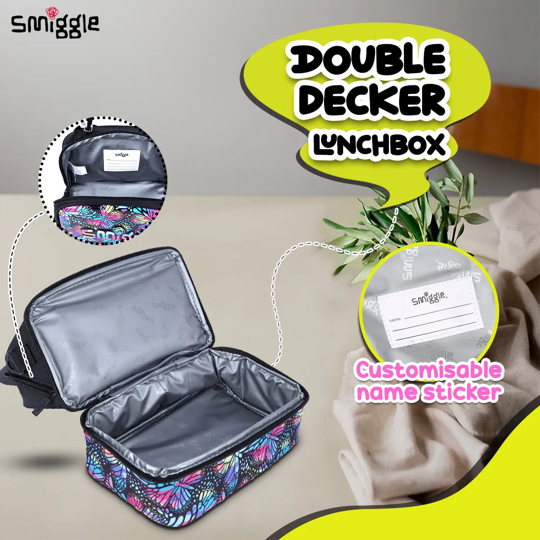 Smiggle Vivid Hardtop Lunchbox (Bag) Black Mix, 3Y 