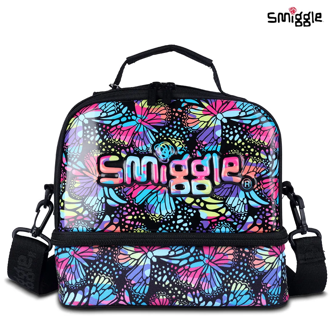 Smiggle Vivid Hardtop Lunchbox (Bag) Black Mix, 3Y 