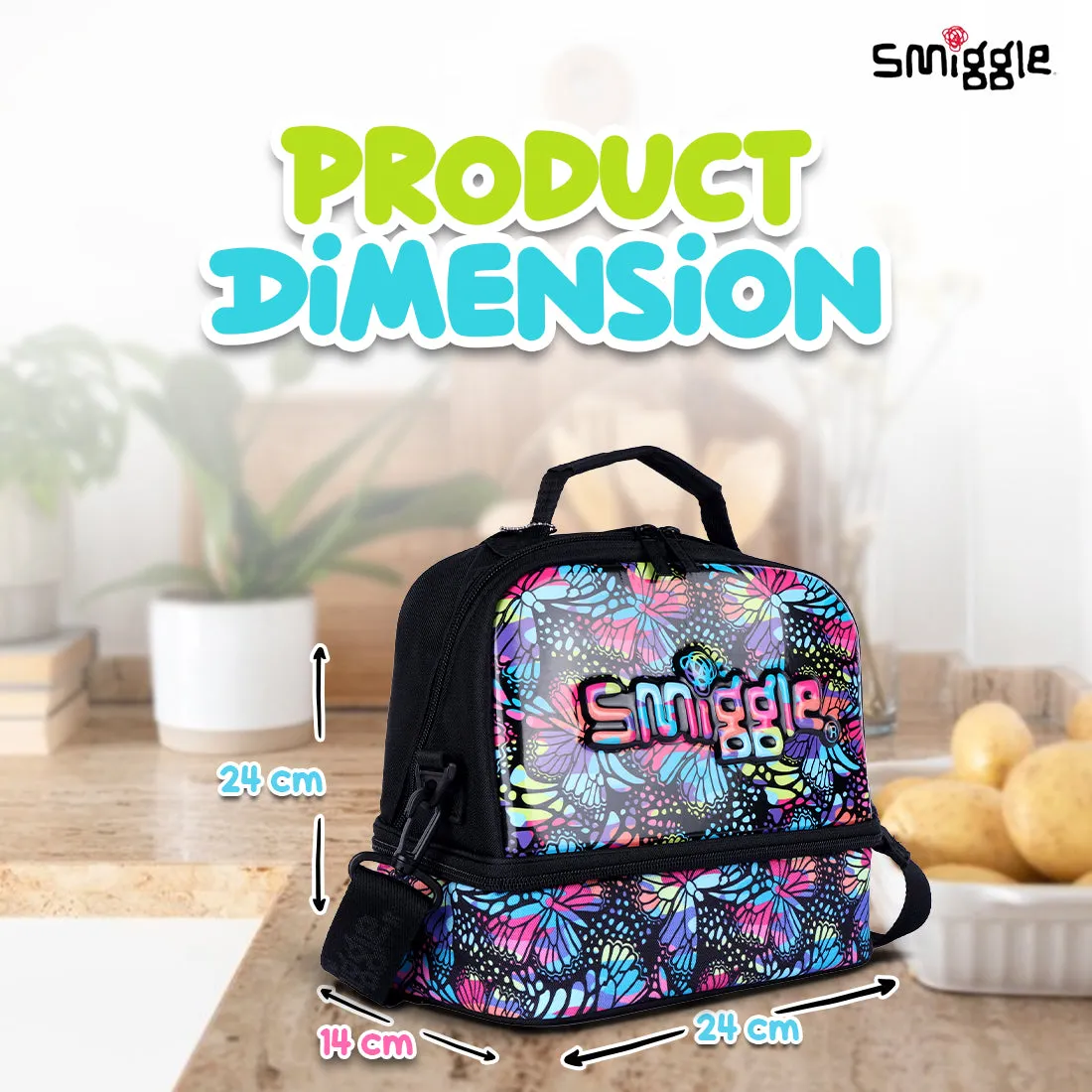 Smiggle Vivid Hardtop Lunchbox (Bag) Black Mix, 3Y 