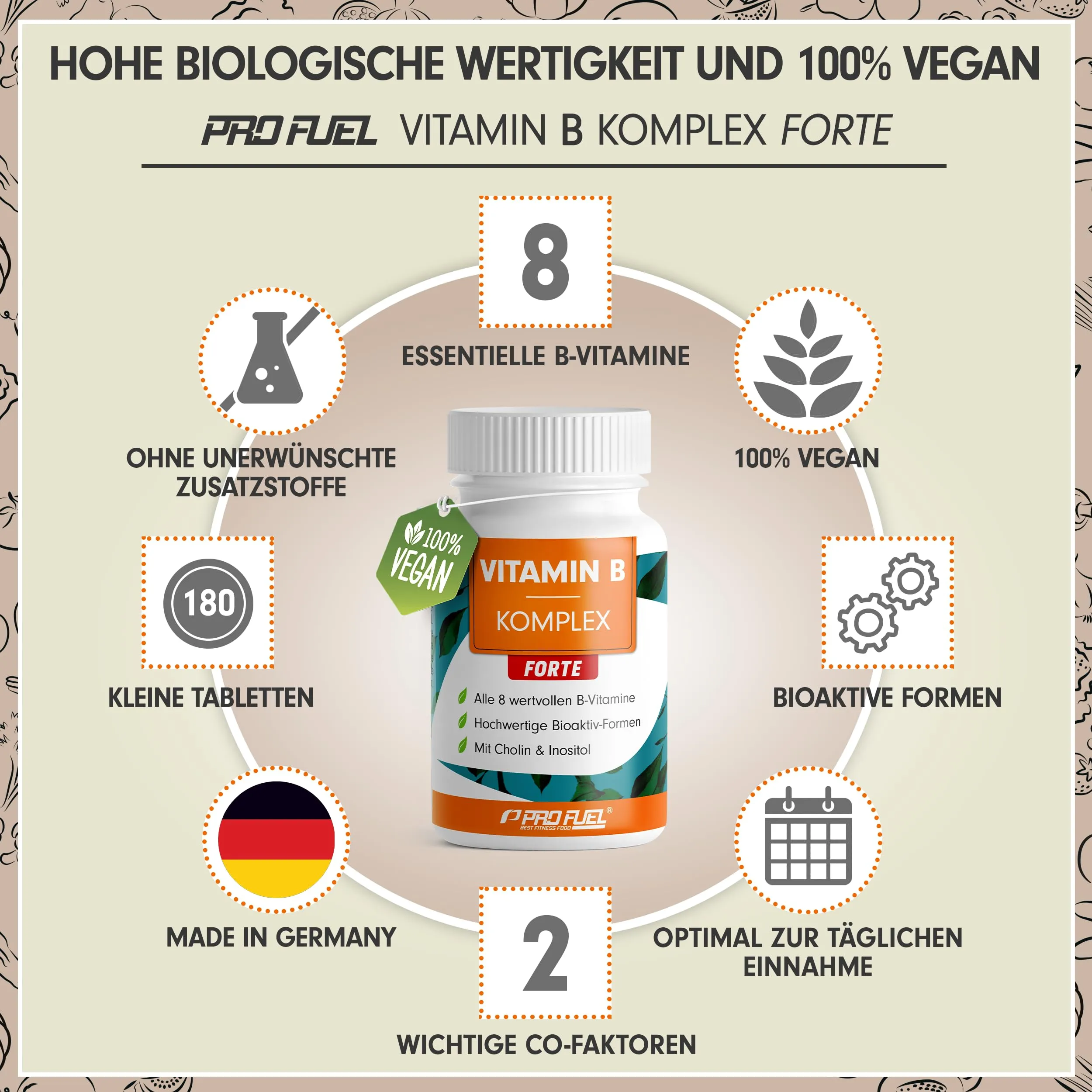 Vitamin B Complex High Dose - 180 Vegan Tablets - ProFuel